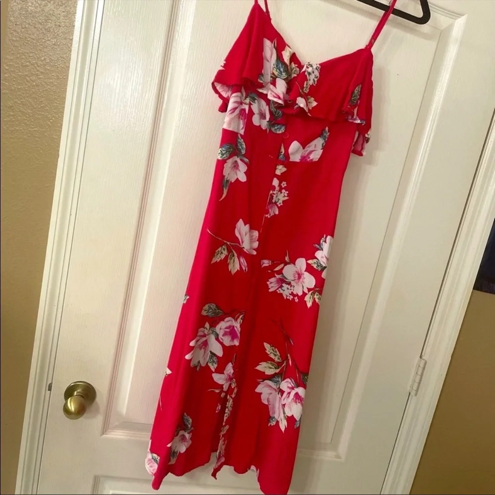 Beautiful Band of Gypsies red floral buttoned dress size Small - Picture 3 of 15
